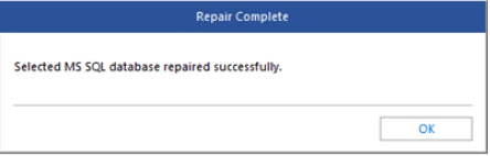 Database repaired successfully window