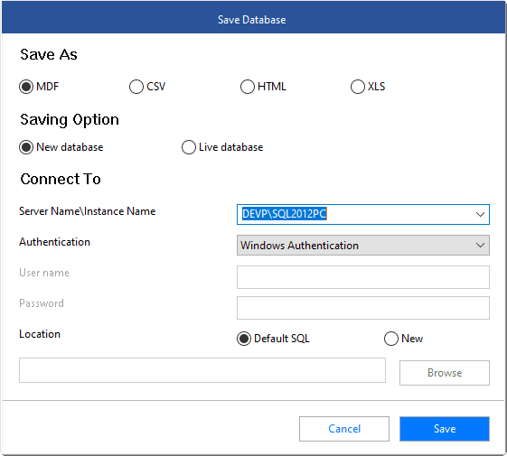 select the destination to save the repaired file

