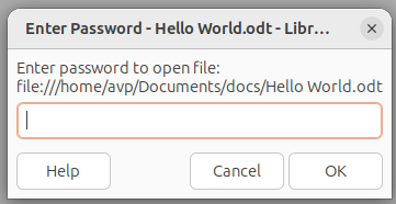 password required to open libreoffice writer document