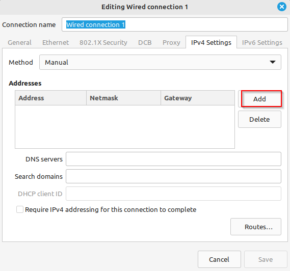 adding a static IP address in Linux Mint