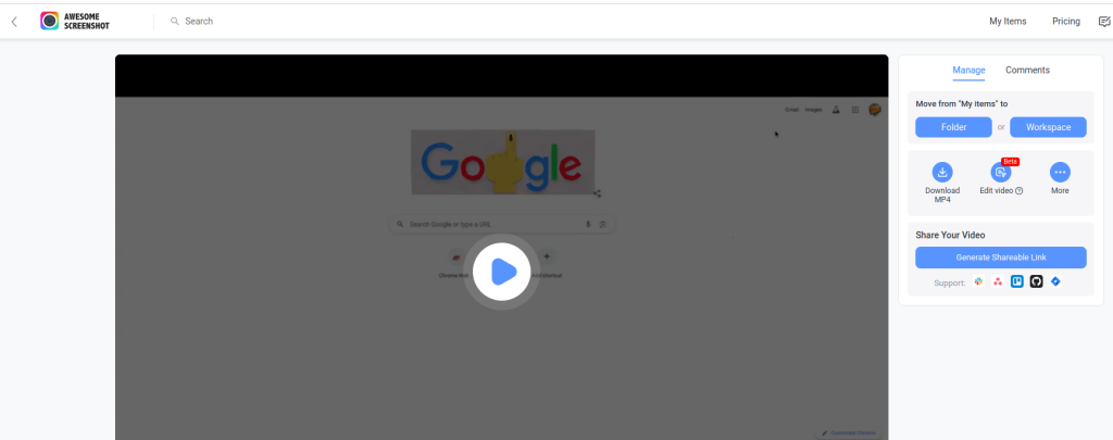 recorded video using Awesome Screen Recorder Chrome add-on