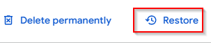 options to permanently delete or restore photos in google photos
