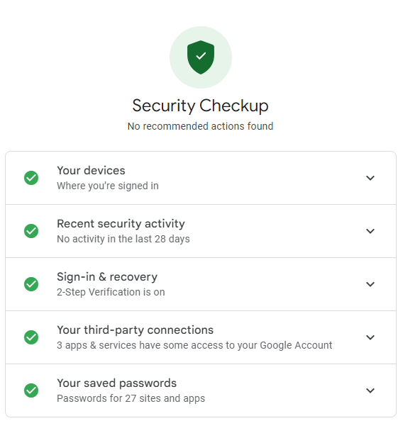 google account security checkup