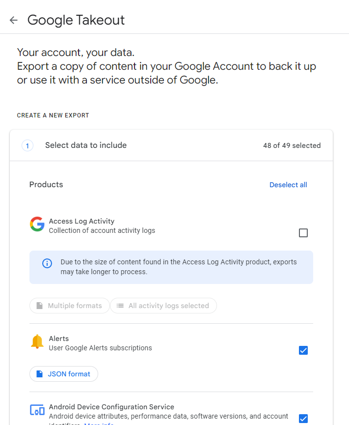 google account takeout