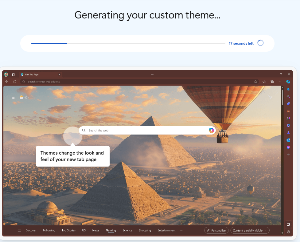 generating custom theme using  Edge theme generator