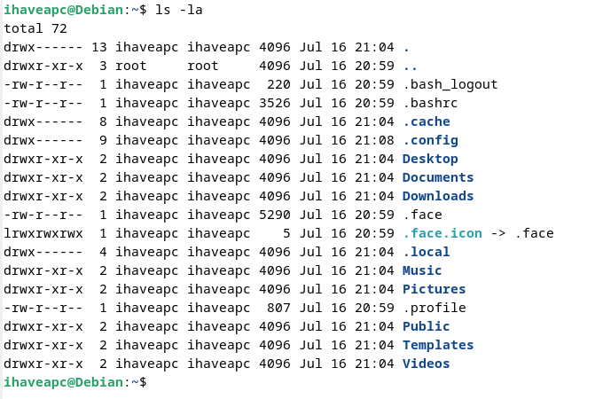 display hidden contents in long listing format