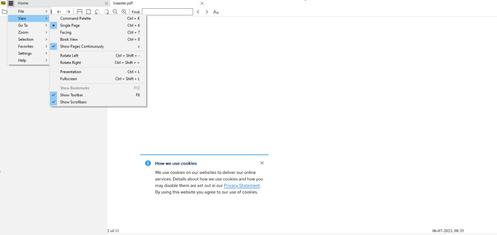 Sumatra PDF with an opened PDF document