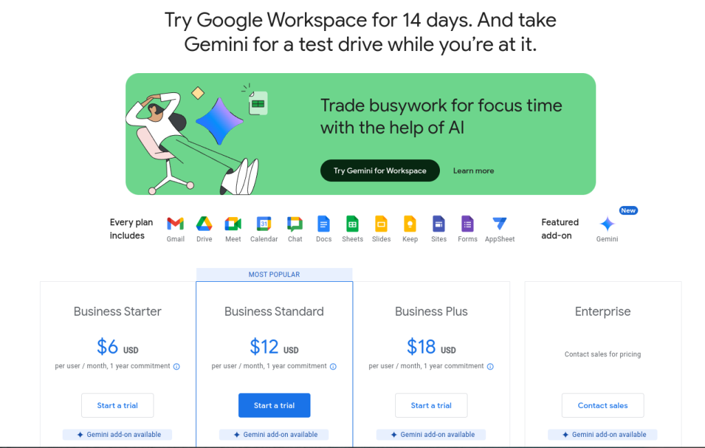 Google Workspace pricing