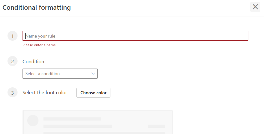 definining a conditional formatting rule