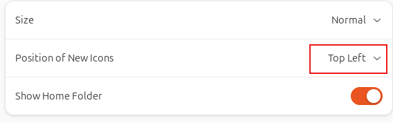 changing the position of new icons in ubuntu 24.04