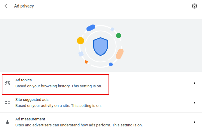 ad topics  setting in chrome