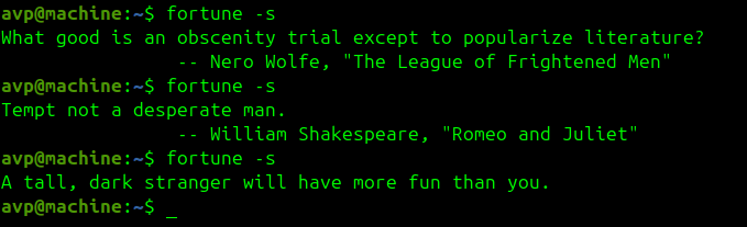 short messages using fortune command