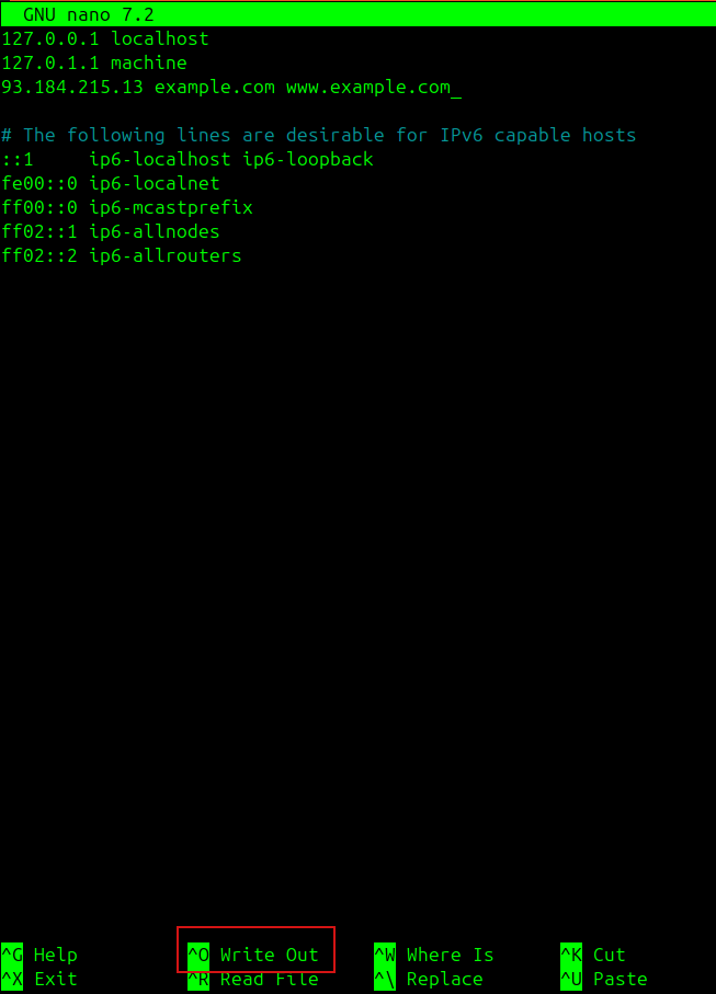 use ctrl-o in nano to write out changes