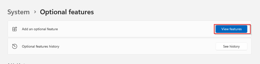 optional features in Windows 11