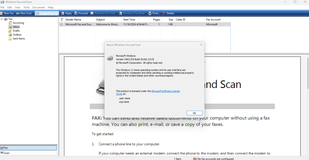 Windows Fax and Scan in Windows 11