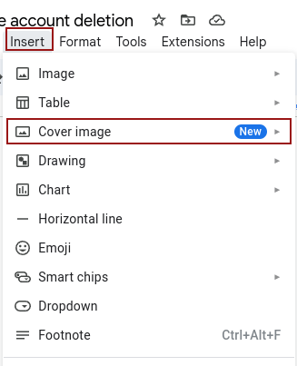 insert cover image option in google docs