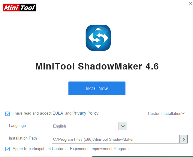 installing minitool shadowmaker