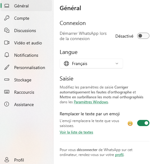 menu language changed inWhatsApp for Windows