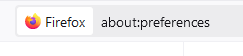 accessing firefox settings from the address bar
