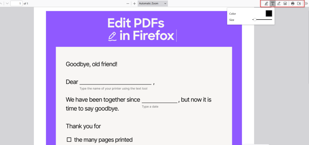 firefox's built-in pdf editor