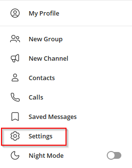 accessing Telegram settings