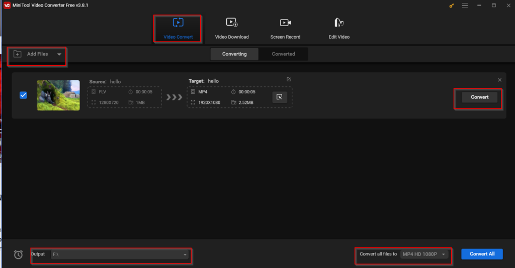 Video conversion settings
